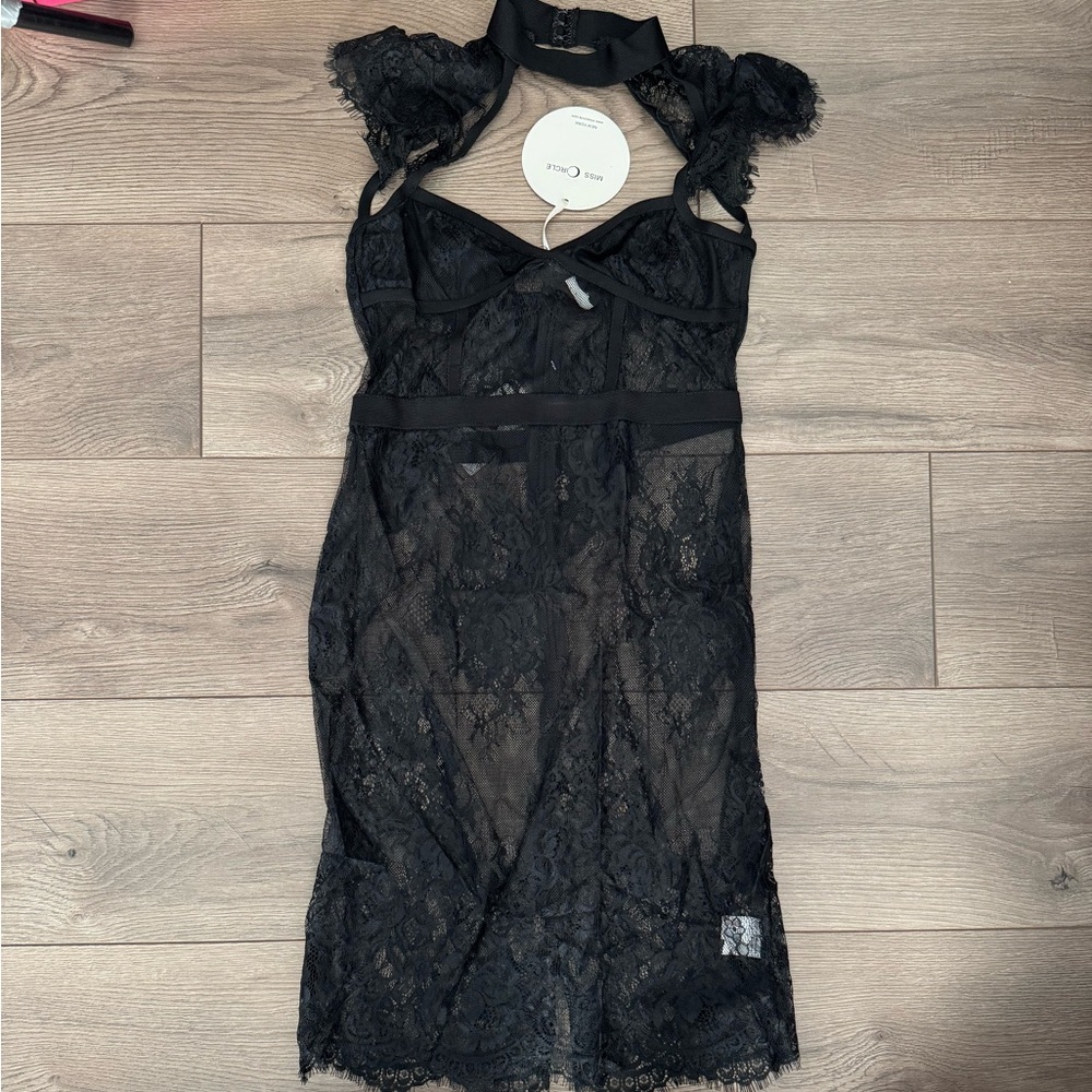 Miss circle black lace dress. Lingerie. New with tags, medium.